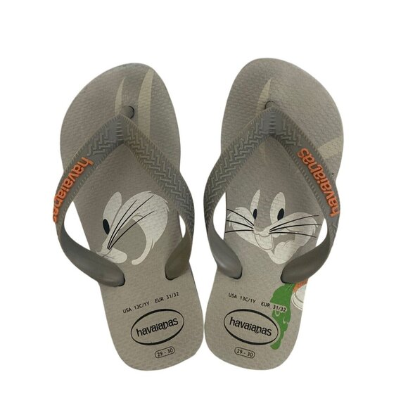 Havaianas Kid's Flip Flops Sandals Grey Bugs Bunny Size 13 - Picture 1 of 2